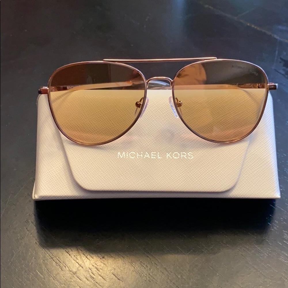 Michael Kors rose gold aviator sunglasses